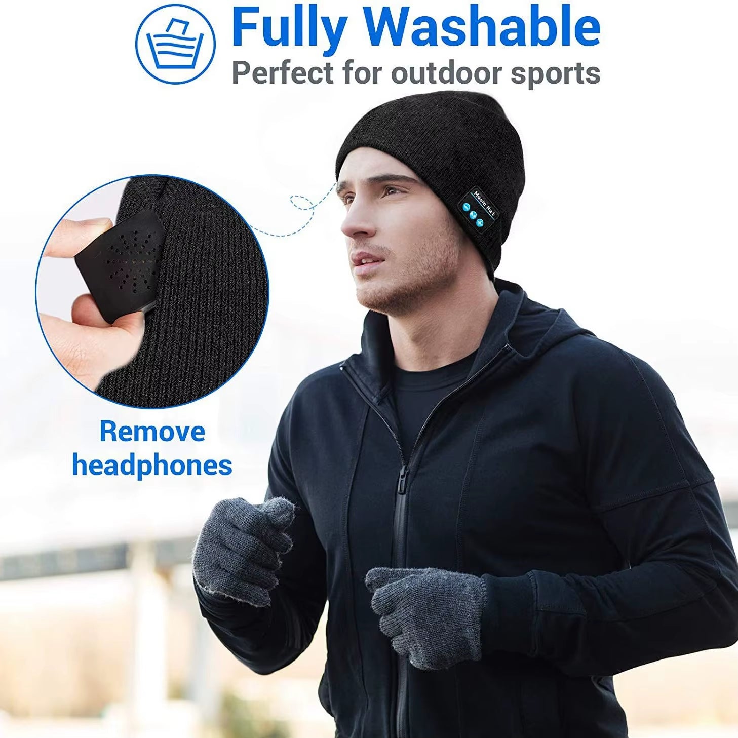 2025 Wireless Hat Speaker New Bluetooth Hat Music Autumn Winter Phone Call Outdoor Knitted Caps Movable Washable