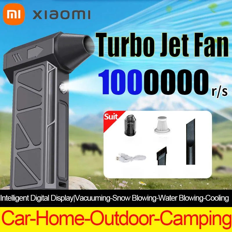 Xiaomi Electric Turbo Jet Fan 1000000 RPM Brushless Motor 8000Mah Turbo Violent Fan USB Rechargeable Powerful Dust Blower 2025