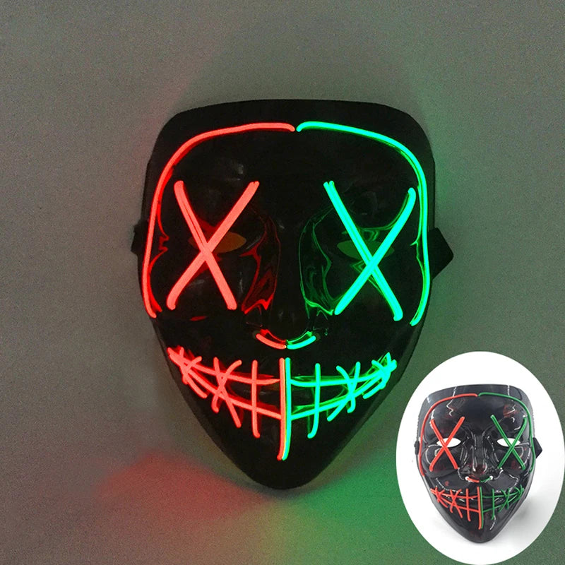 Multi Style Glowing LED Purge Mask Professional Wireless Luminous Party Mask Flashing Decorative Headgear Masker for Halloween