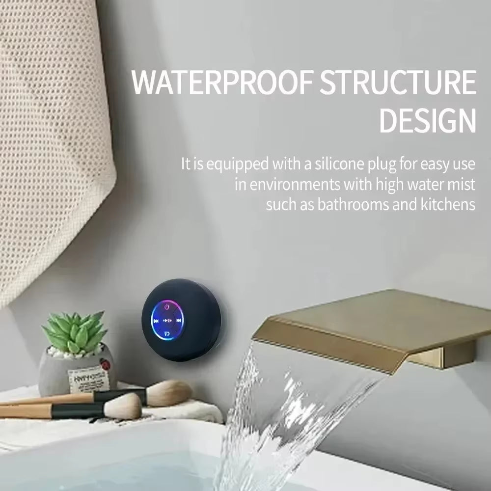 2025 Bathroom Waterproof Wireless LED Bluetooth Speaker Large Suction Cup Mini Portable Speaker Outdoor Sports Stereo Speaker
