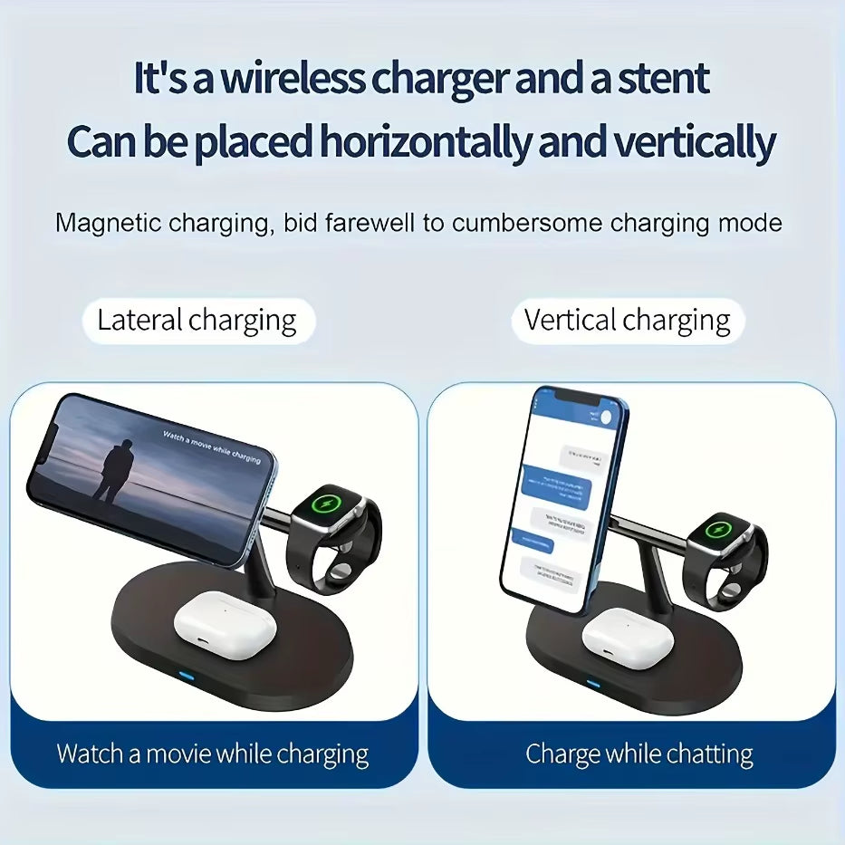 3 in 1 100W Magnetic Wireless Charger Stand for Magsafe Iphone 16 15 14 13 12 Apple Watch 8 7 Airpods Pro Fast Charging Station
