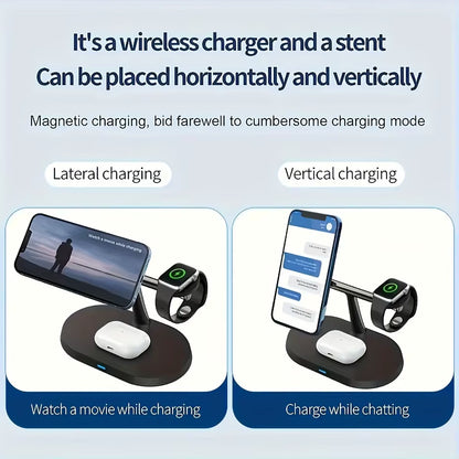 3 in 1 100W Magnetic Wireless Charger Stand for Magsafe Iphone 16 15 14 13 12 Apple Watch 8 7 Airpods Pro Fast Charging Station