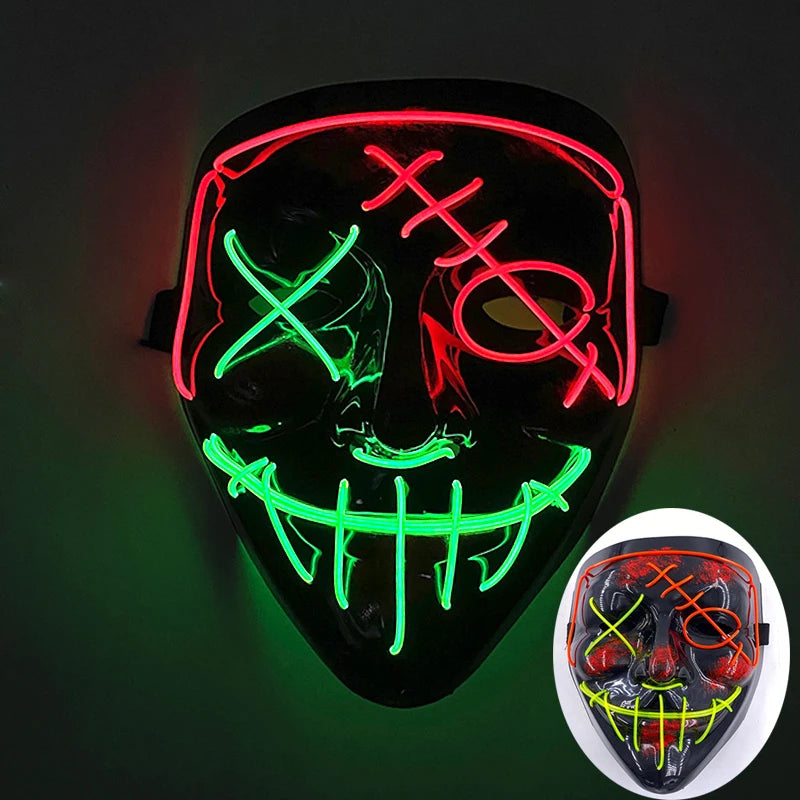 Multi Style Glowing LED Purge Mask Professional Wireless Luminous Party Mask Flashing Decorative Headgear Masker for Halloween