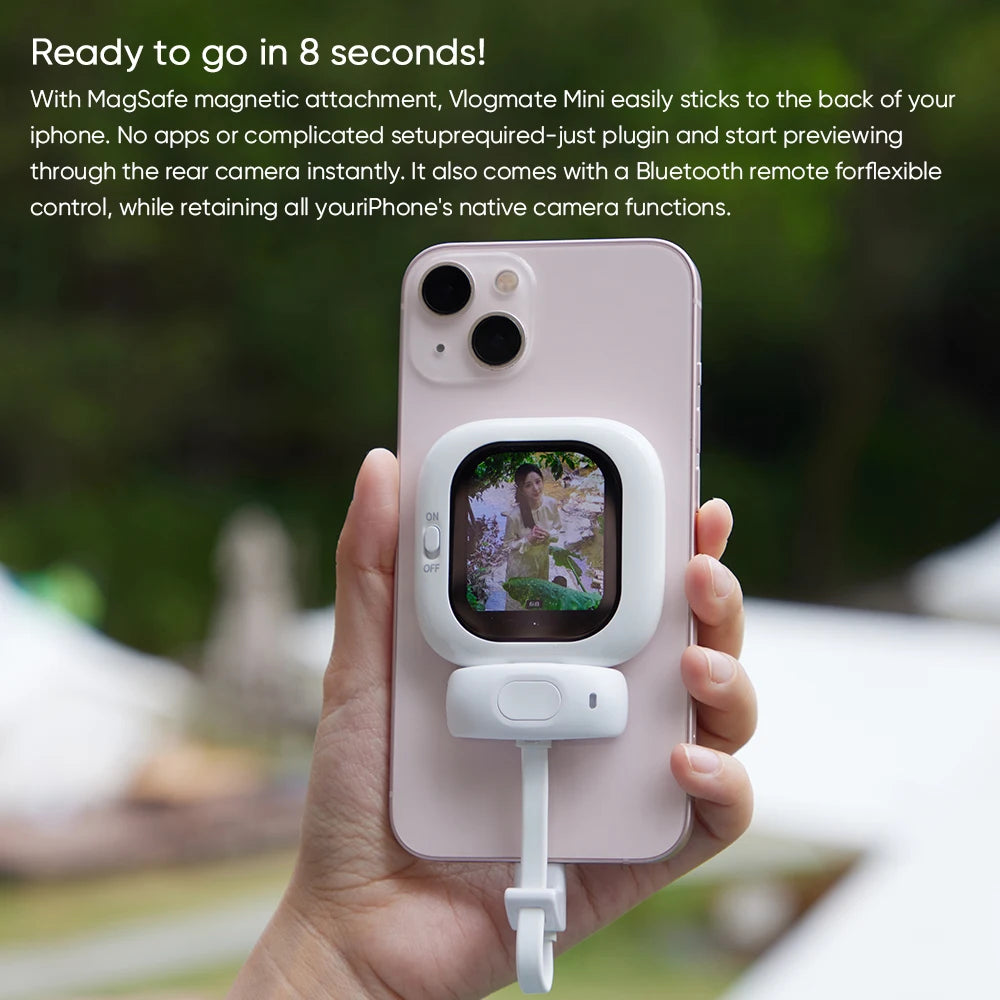 Vlogmate Mini Selfie Monitor AMOLED Screen 700Nits Simple Operation for Iphone 5-12 13 14 15 16 Pro for Vlog Live Stream