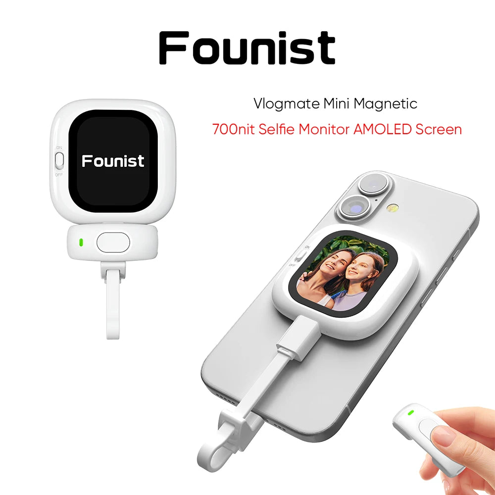 Vlogmate Mini Selfie Monitor AMOLED Screen 700Nits Simple Operation for Iphone 5-12 13 14 15 16 Pro for Vlog Live Stream