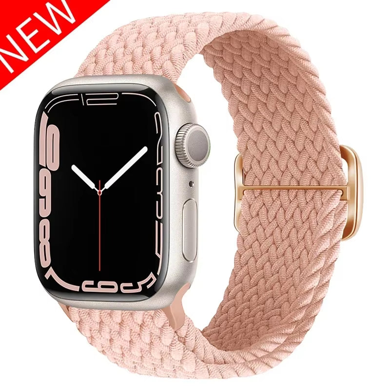 Braided Loop for  Watch Strap 44Mm 40Mm 45Mm 41Mm 42Mm 38Mm 49Mm Elastic Solo Bracelet Iwatch Series 7 Se 3 6 Ultra 8 Band