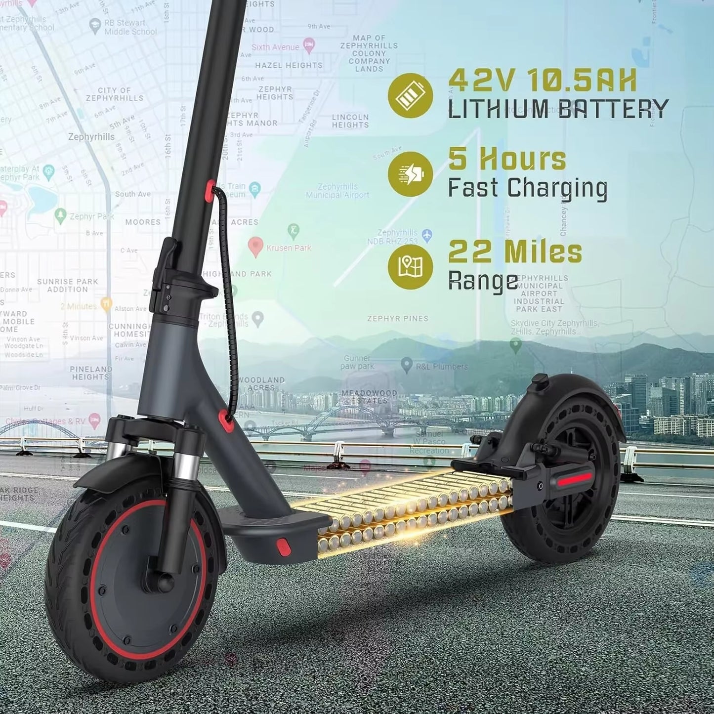 TMAX 10Inch Electric Scooter 500W 22MPH Adult APP Smart Scooter Shock-Absorbing Anti-Skid Folding Electric Scooter