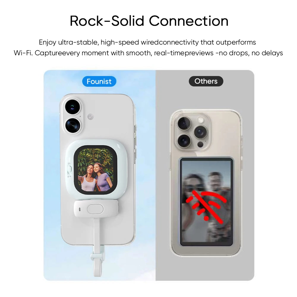 Vlogmate Mini Selfie Monitor AMOLED Screen 700Nits Simple Operation for Iphone 5-12 13 14 15 16 Pro for Vlog Live Stream