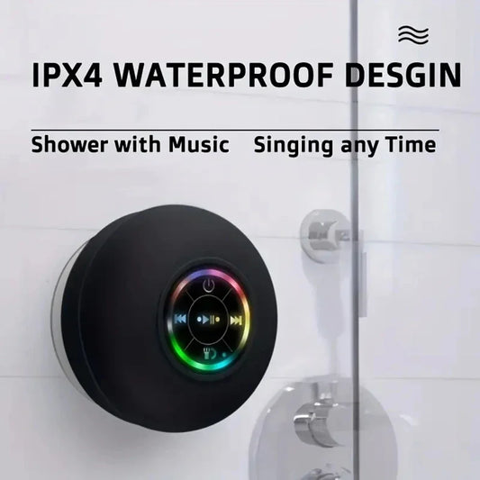Waterproof Mini Bluetooth Speaker Shower Subwoofer Handsfree Loudspeaker with Suction Cup Mic for Bathroom Pool Beach Car Phone