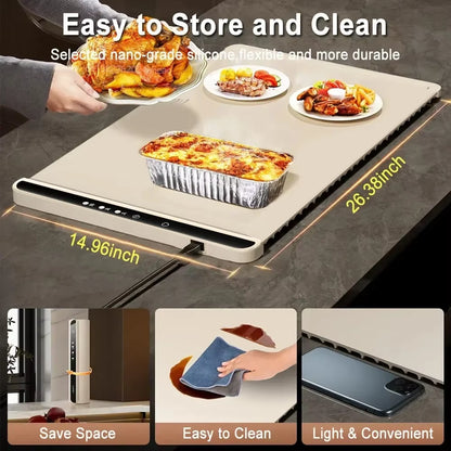 Electric Warming Tray Food Warmer Mat Foldable Food Warm Plate Party Fast Heating Plate Portable Silicone Electric Warming Tray