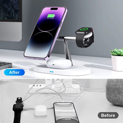 3 in 1 100W Magnetic Wireless Charger Stand for Magsafe Iphone 16 15 14 13 12 Apple Watch 8 7 Airpods Pro Fast Charging Station