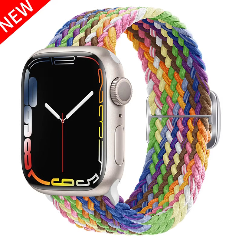 Braided Loop for  Watch Strap 44Mm 40Mm 45Mm 41Mm 42Mm 38Mm 49Mm Elastic Solo Bracelet Iwatch Series 7 Se 3 6 Ultra 8 Band