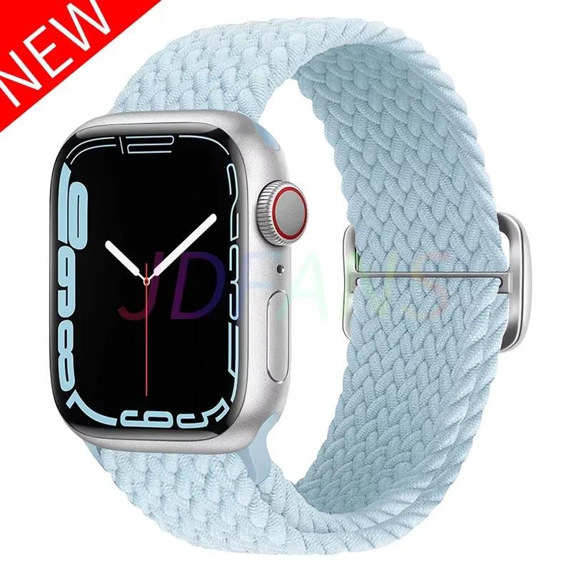 Braided Loop for  Watch Strap 44Mm 40Mm 45Mm 41Mm 42Mm 38Mm 49Mm Elastic Solo Bracelet Iwatch Series 7 Se 3 6 Ultra 8 Band