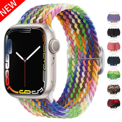 Braided Loop for  Watch Strap 44Mm 40Mm 45Mm 41Mm 42Mm 38Mm 49Mm Elastic Solo Bracelet Iwatch Series 7 Se 3 6 Ultra 8 Band