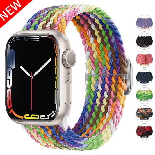 Braided Loop for  Watch Strap 44Mm 40Mm 45Mm 41Mm 42Mm 38Mm 49Mm Elastic Solo Bracelet Iwatch Series 7 Se 3 6 Ultra 8 Band
