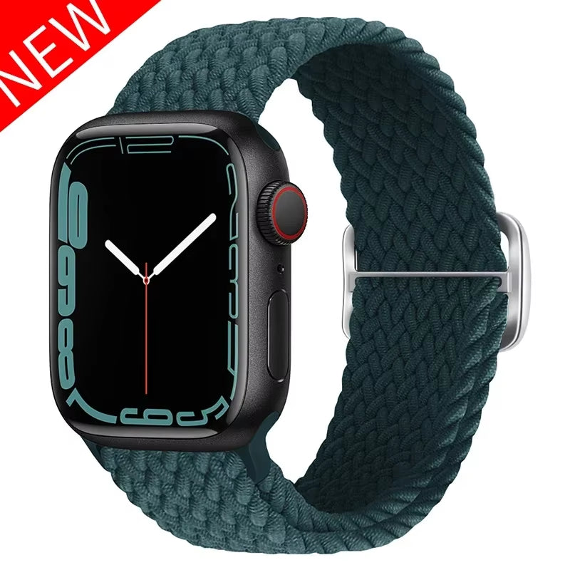 Braided Loop for  Watch Strap 44Mm 40Mm 45Mm 41Mm 42Mm 38Mm 49Mm Elastic Solo Bracelet Iwatch Series 7 Se 3 6 Ultra 8 Band