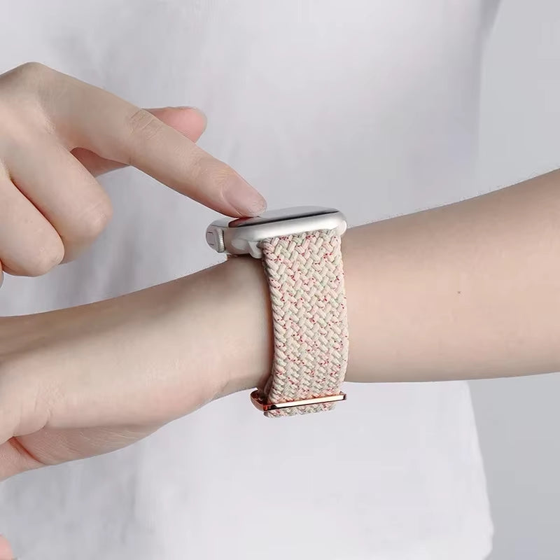 Braided Loop for  Watch Strap 44Mm 40Mm 45Mm 41Mm 42Mm 38Mm 49Mm Elastic Solo Bracelet Iwatch Series 7 Se 3 6 Ultra 8 Band