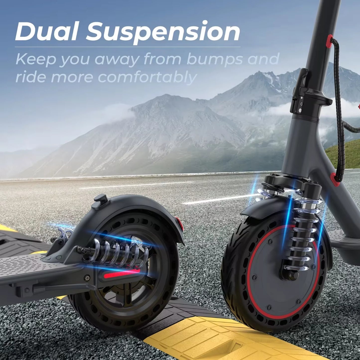 TMAX 10Inch Electric Scooter 500W 22MPH Adult APP Smart Scooter Shock-Absorbing Anti-Skid Folding Electric Scooter