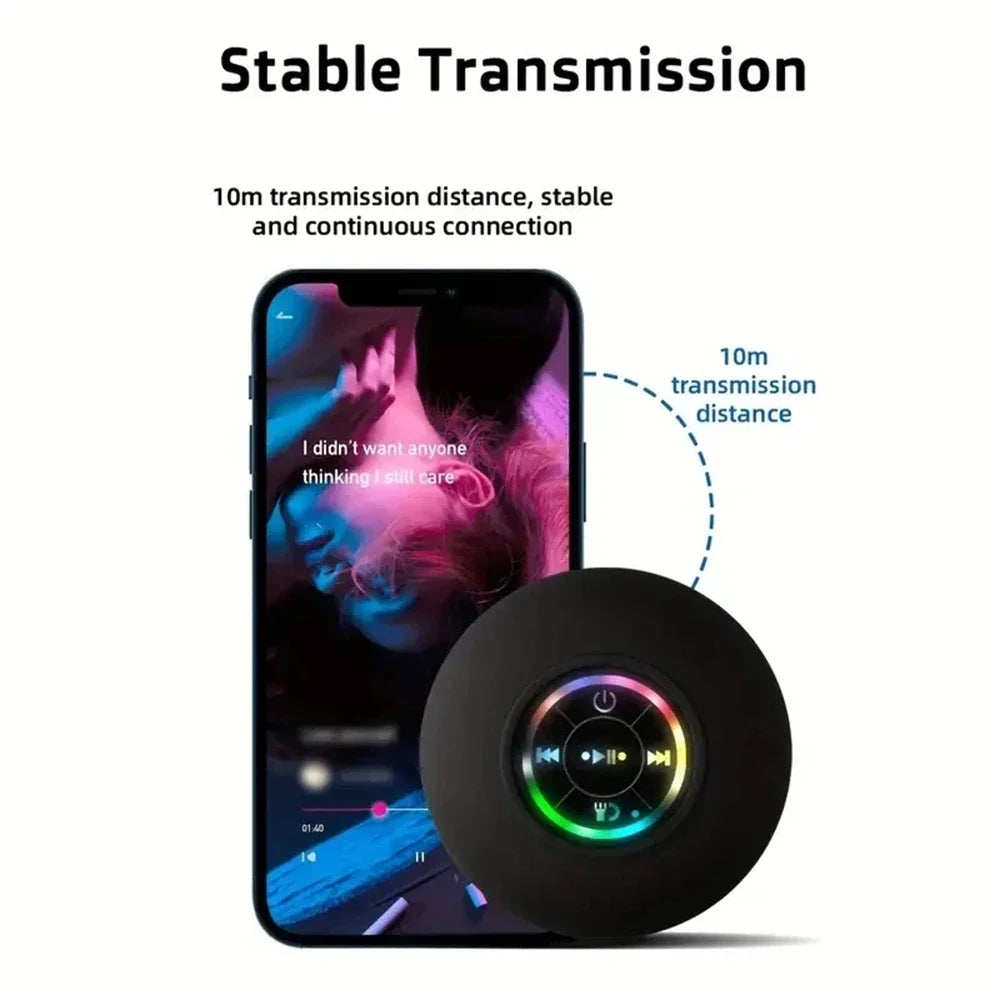 Waterproof Mini Bluetooth Speaker Shower Subwoofer Handsfree Loudspeaker with Suction Cup Mic for Bathroom Pool Beach Car Phone