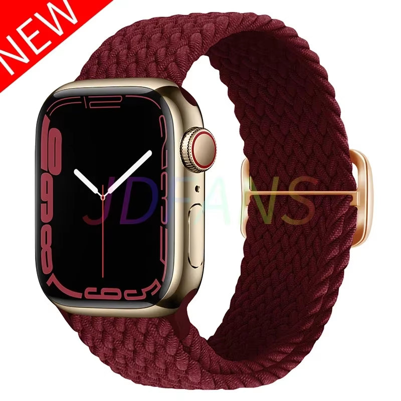 Braided Loop for  Watch Strap 44Mm 40Mm 45Mm 41Mm 42Mm 38Mm 49Mm Elastic Solo Bracelet Iwatch Series 7 Se 3 6 Ultra 8 Band