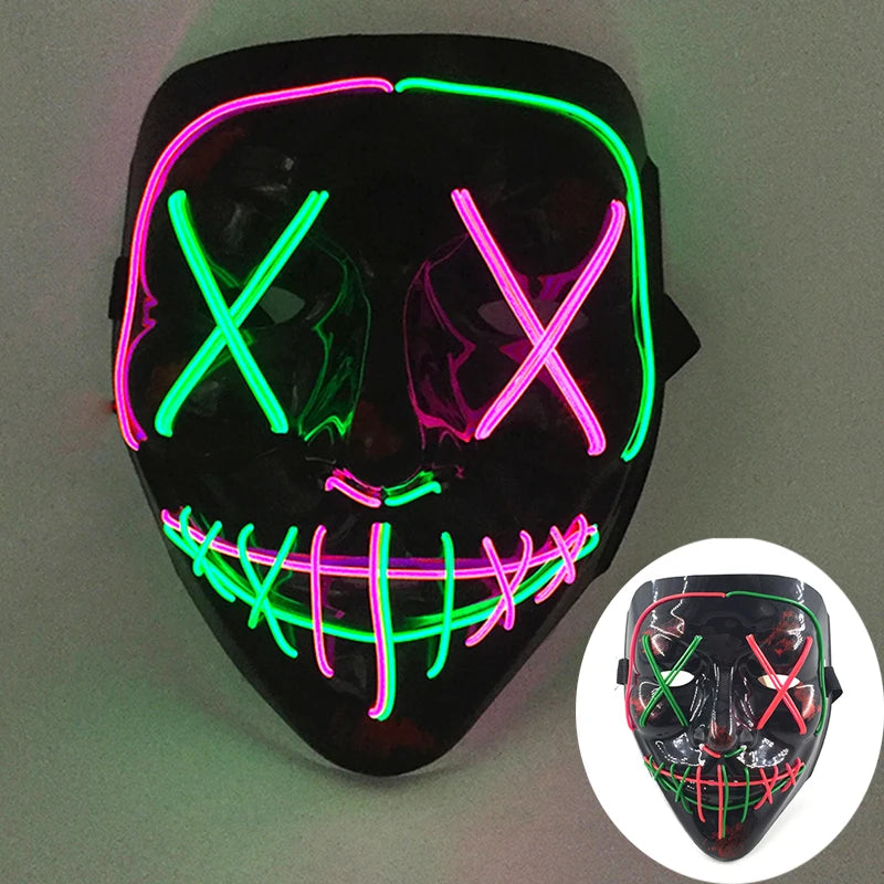 Multi Style Glowing LED Purge Mask Professional Wireless Luminous Party Mask Flashing Decorative Headgear Masker for Halloween