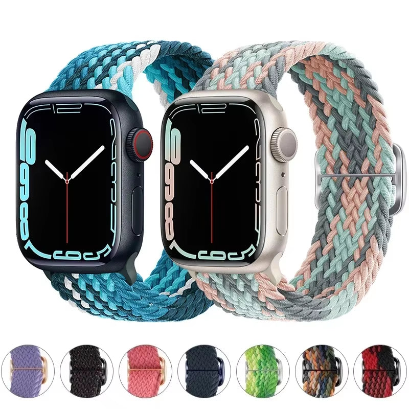Braided Loop for  Watch Strap 44Mm 40Mm 45Mm 41Mm 42Mm 38Mm 49Mm Elastic Solo Bracelet Iwatch Series 7 Se 3 6 Ultra 8 Band
