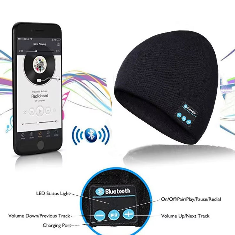 2025 Wireless Hat Speaker New Bluetooth Hat Music Autumn Winter Phone Call Outdoor Knitted Caps Movable Washable